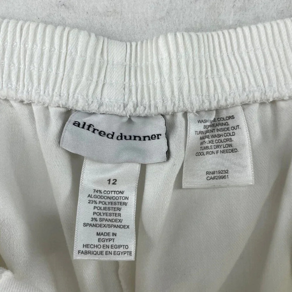 Alfred Dunner Pants Women's 12 White Pull On Comfort Waist Straight Leg Trouser - Picture 10 of 11